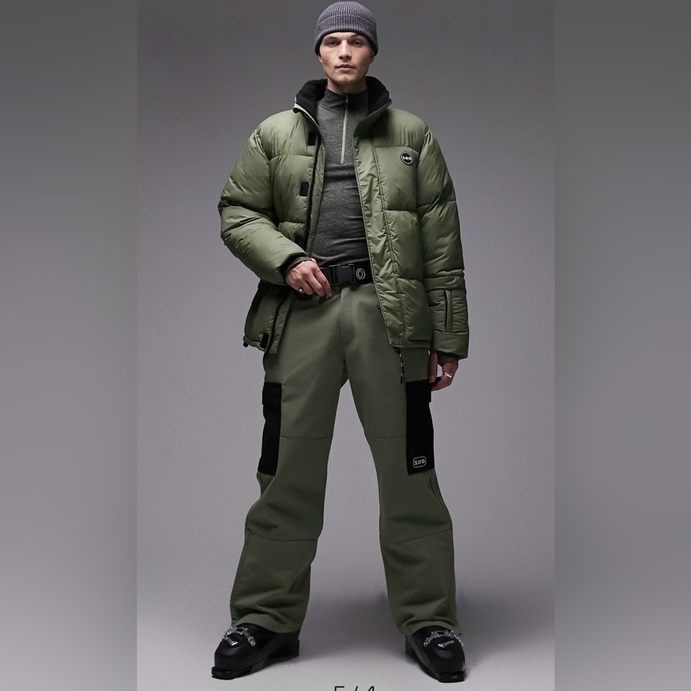 Topman Men's Olive Green Sno Puffer Jacket